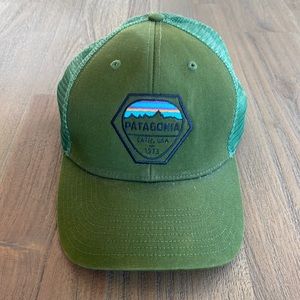 Patagonia Mesh Back Trucker Hat Green Cargo Color Adjustable Snap Back One Size